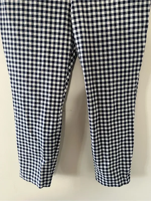 Old Navy Blue White Gingham Check Pixie Ankle Skinny Trouser Pants 16 Preppy - Image 3