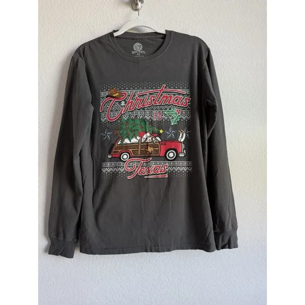 Buc-ees Adult Christmas In Texas‎ Long Sleeve T-shirt Size Small Holiday Beaver - Image 2
