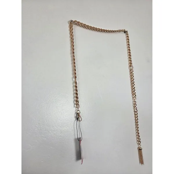 NEW Vince Camuto Gold Metal Chain Hook Belt Purse Strap Tassle Boho Indie M/L - Image 2