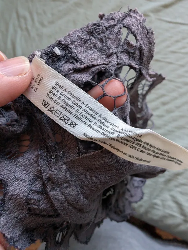 Free People Adella Lace Bralette XSmall Grey/Purple - Image 4