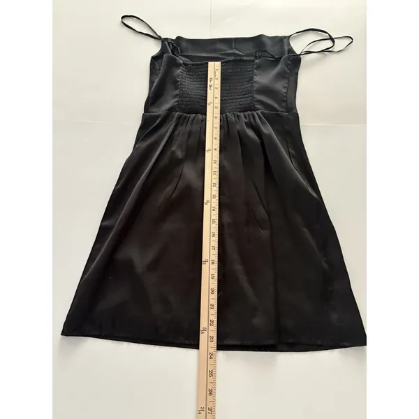 Hollister Slip Dress Womens Size Small Black Silky LBD Going Out Party Ruched - Image 6