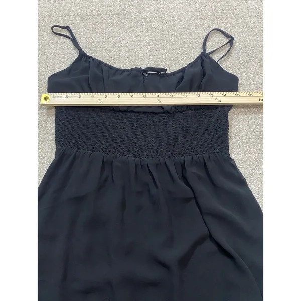 Aritzia Wilfred Black Smocked Mini Dress with Ruffle Hem Size M - Image 10