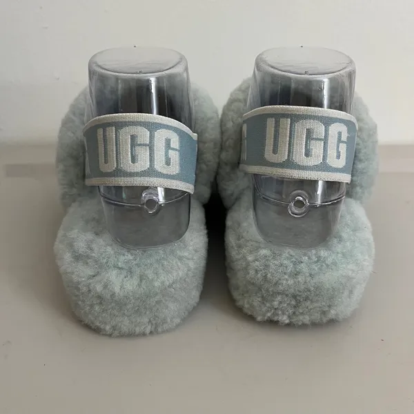 UGG Fluff Yeah Slide 37 / US 6 Fog Blue Sheepskin Cozy Fluffy Lounge - Image 6