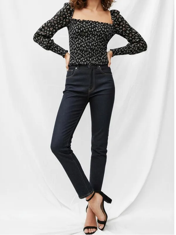 REFORMATION Pinto Smocked Floral Top, Lucien Print, 1X - Image 3