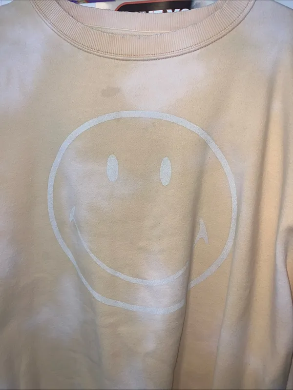 American Eagle Outfitters Pale Yellow Tie dye Smiley Crewneck Sweatshirt - Image 2