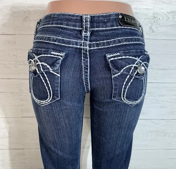 L.A. Idol USA Blue Bootcut Denim Jeans (Women's SZ 9) Actual 31X33 - Image 5