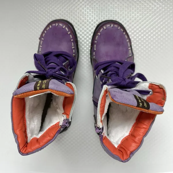 TMA Eyes Leather Lined Ankle Boots Womens EU 38 US 7.5 Purple Zip & Lace Up Snow - Image 6