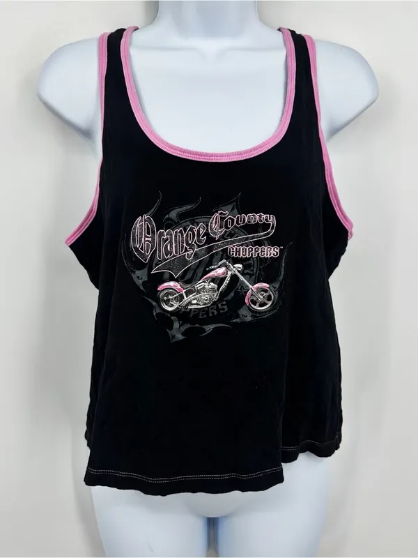 American Vintage Vintage Y2K Black And Pink Orange County Choppers Tank Top Streetwear - Image 6