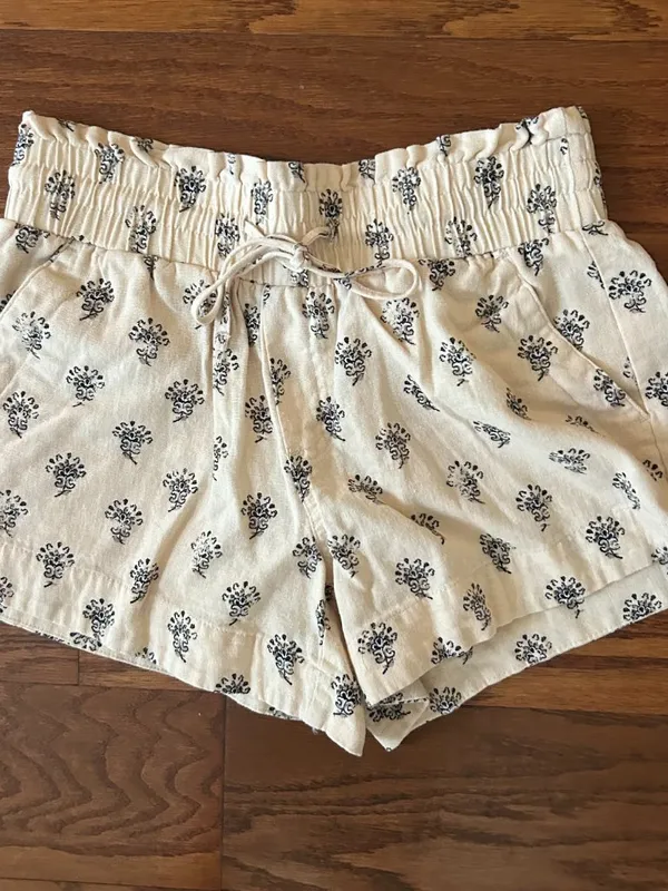 A New Day Linen Blend Paperbag Waist All Over Print Shorts Size XS Boho - Image 10