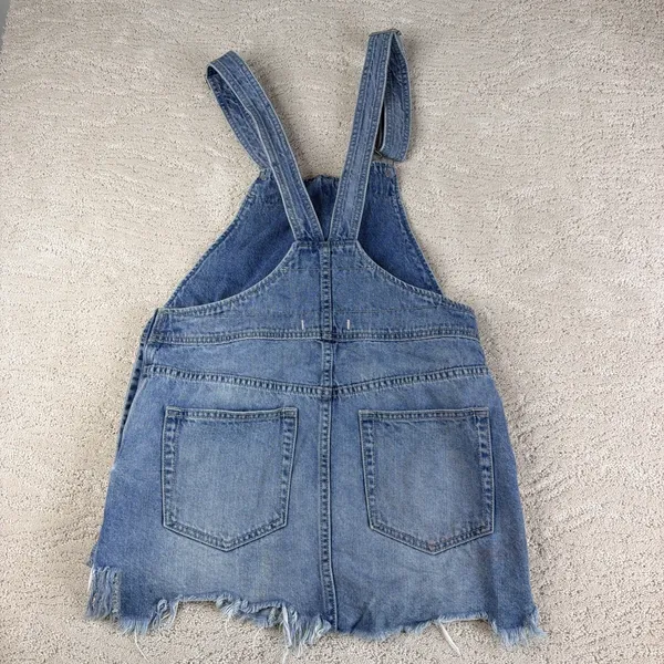 Women's Free People Size 4 Denim Overall Skirt Cut Off‎ - Image 4