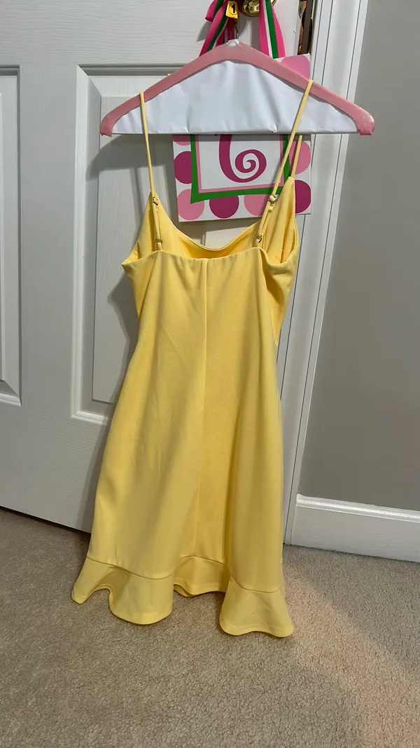 Lucy in the Sky Capri Ruffle Tie Dress in Light Yellow - Image 6