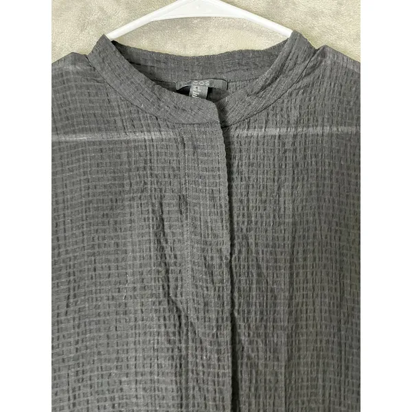 COS Seersucker Boxy Minimalist Half Sleeve Button Up Top Size Small Casual - Image 2