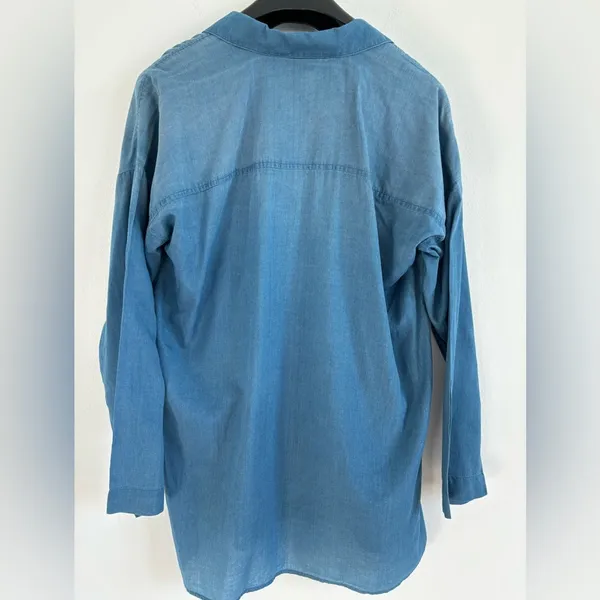 J. Jill Top Womes Size Small Cotton Chambray Tunic Minimalist‎ Western Desert - Image 2