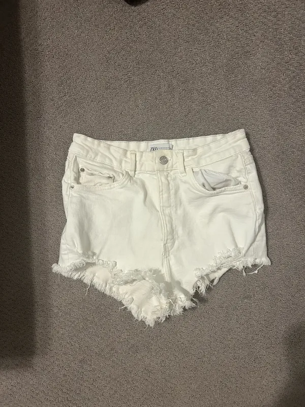ZARA White Denim Shorts - Image 2
