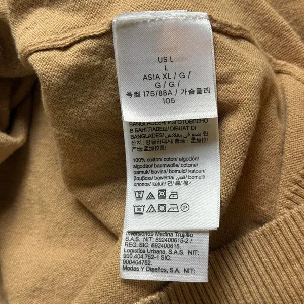 Calvin Klein Womens Camel Tan 100% Cotton Long Sleeve Polo Sweater Large - Image 6