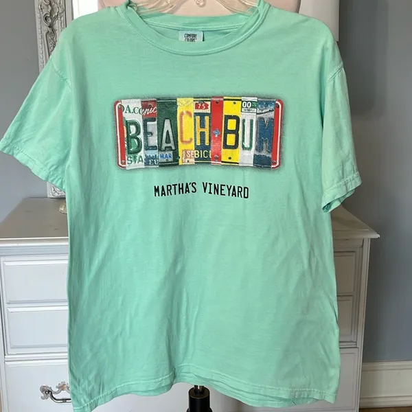 Marthas Vineyard Comfort Colors Beach Bum License Tshirt Cotton Shirt Womens M - Image 2