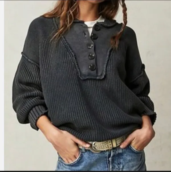 Free People Maggie Sweater Henley - Image 6