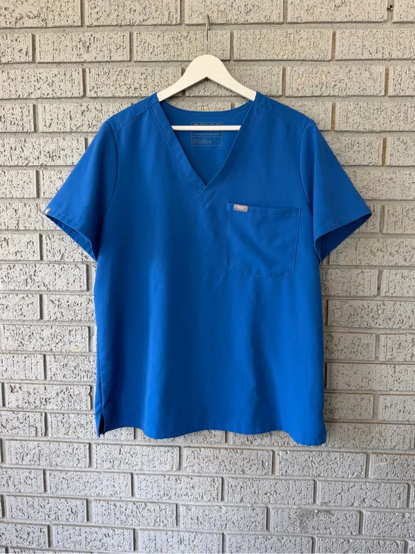 Figs Catarina One Pocket Scrub Top Royal Blue Size Large - Image 2