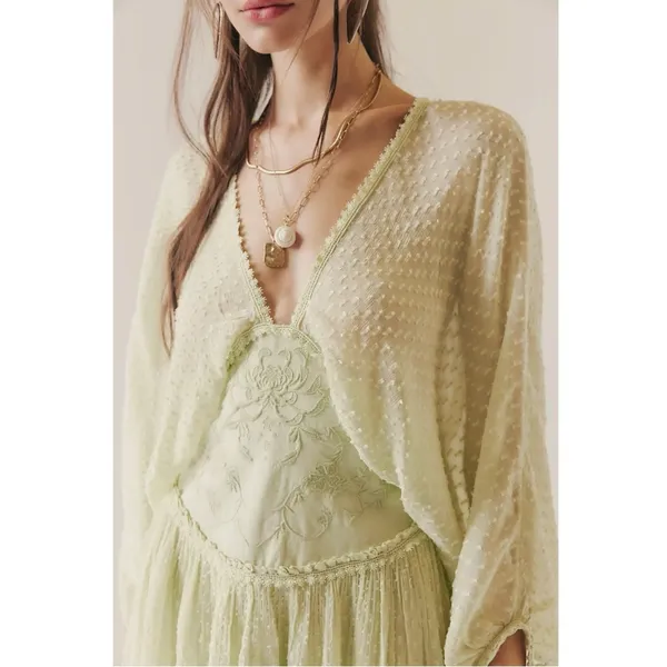 Free People Bohemian Ethereal Cottage Sweet Dreams Mini Dress Frozen Dew Medium - Image 7