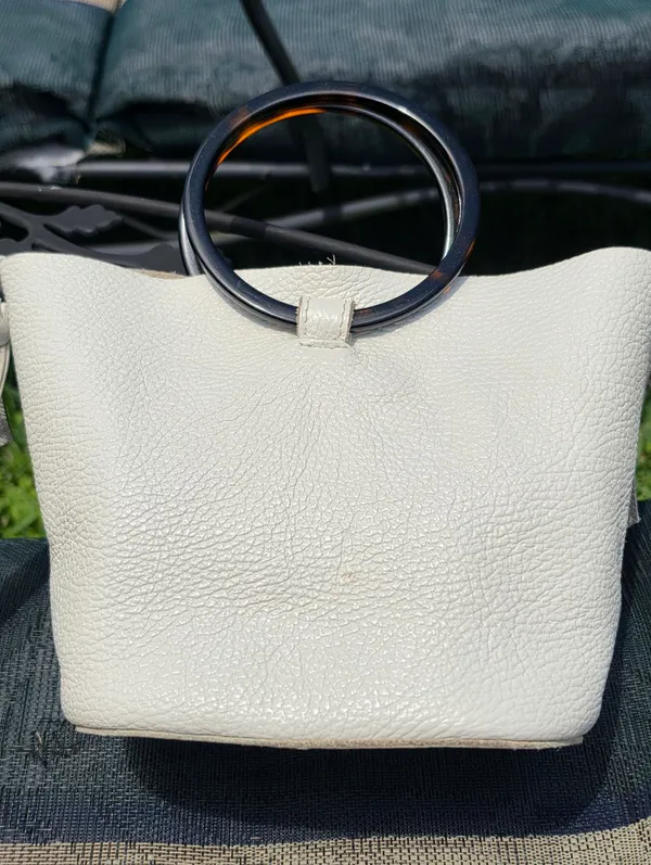 Culbia Small Leather White Handbag Purse With Crossbody Adjustable Strap - Image 5