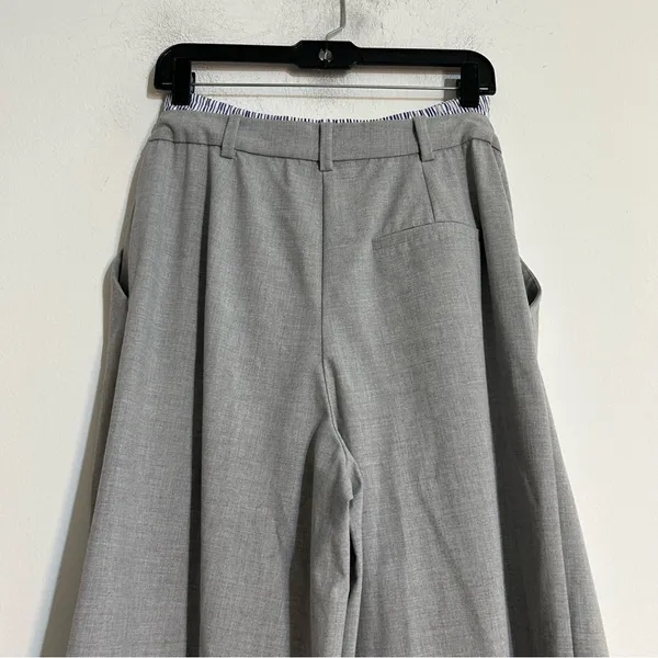 Anthropologie Maeve Boxer Detail Pleated Trouser Wide Leg Pants Grey Small - Image 6