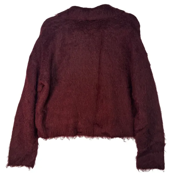 Madewell Alpaca Blend Fuzzy Sweater Women's Small Burgundy‎ Collared Pullover - Image 2