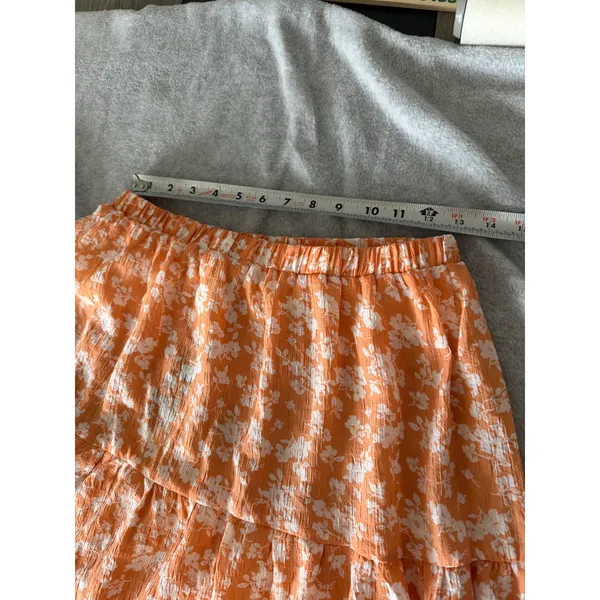 Lulus Orange Floral Tiered Maxi Skirt Womens Size Medium NWT Boho Elastic Waist - Image 4