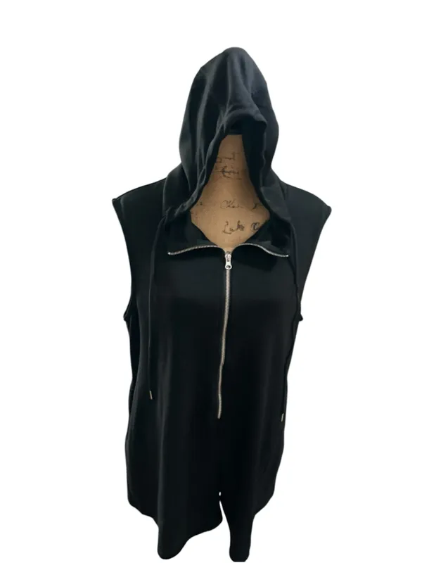 Halara Hooded Sleeveless Zipper Casual Jumpsuit with Pockets Size XL Black - Image 2