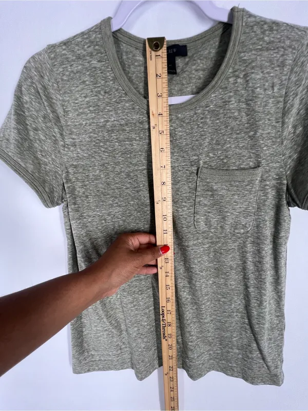 J.Crew Marled Pocket Tee Size M Green Cotton Blend‎ Casual Basic - Image 9
