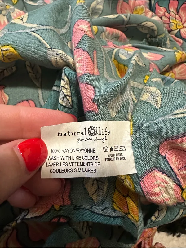 Natural life Hallie halter maxi dress blue floral rayon boho flow size medium - Image 6