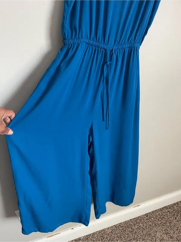 SHOW ME YOUR MUMU Blue Cropped Jumpsuit Sz M - Image 3
