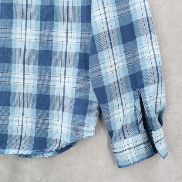 Teddi Blue Plaid Flannel Western Long Sleeve Button Up VTG College Petite Small‎ - Image 7