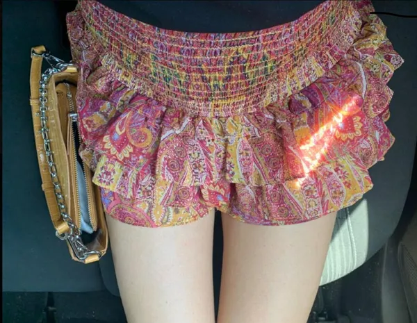 new with tags - Zara ruffle beautiful patchwork skirt in the orange and pink toned colors - Image 5