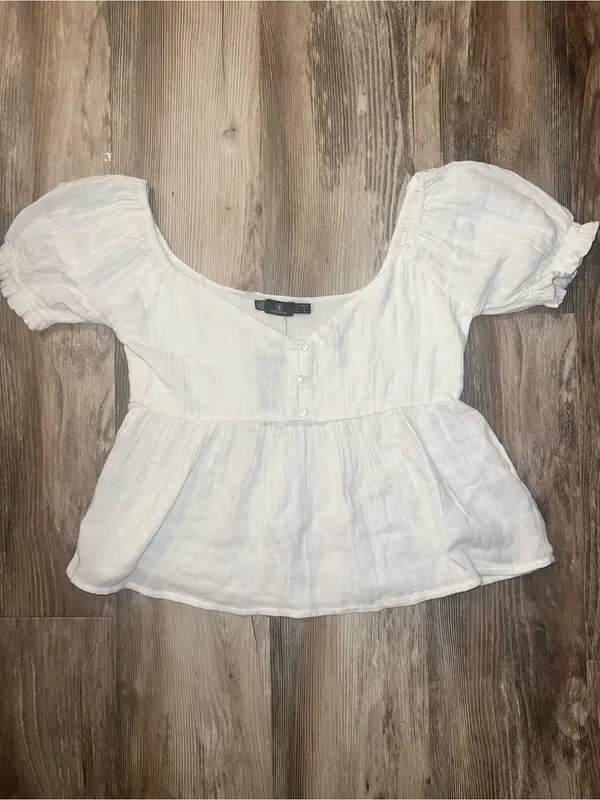 Volcom White Peasant Peplum Blouse - Image 2
