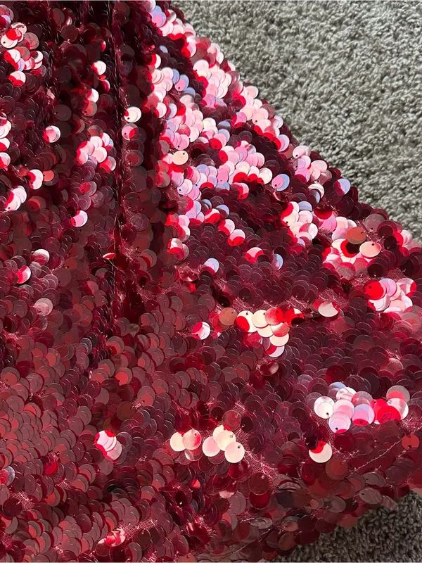 Wayf Burgundy Red Sequin Mini Dress - Image 4