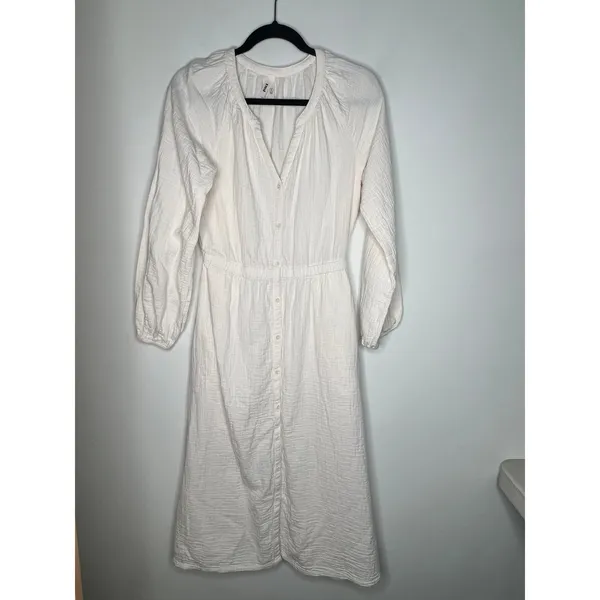 Pact Cream Gauze Midi Dress Size Small - Image 2