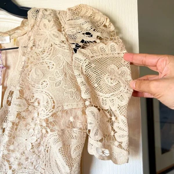 LoveShackFancy Daniela‎ Lace Mini Dress Dolce Cream Size 0 NWT - Image 4