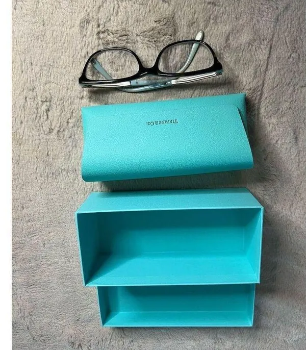 Tiffany & Co Women's Eyeglasses Case Black w/ Blue Accents Full Rim - Image 10