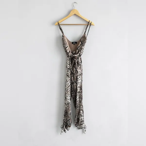 Lulus Jasper Beige Snake Print Surplice Jumpsuit - Image 2