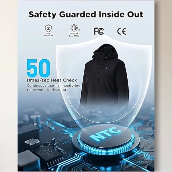 Inokraft L Black Heated Jacket Rechargeable‎ Battery Waterproof Hiking Windproof - Image 15