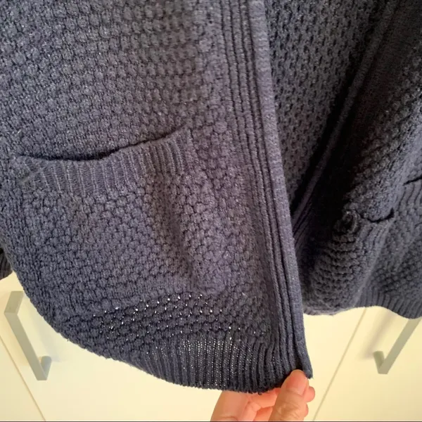 ⭐️ Navy Blue Long Sleeve Fisherman's Knit Cardigan S - Image 2