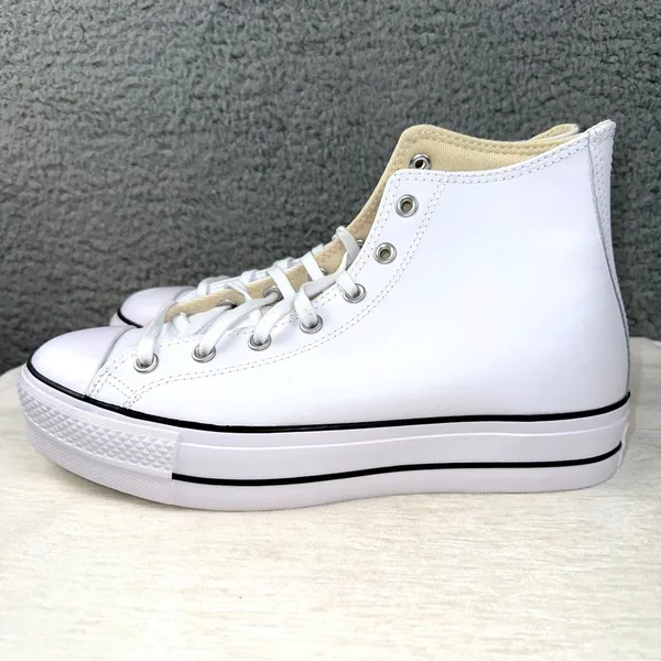 Converse Shoes Womens 12 White Leather Chuck Taylor All Star Platform Sneakers - Image 2