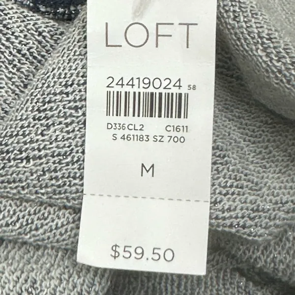 Loft Blue Grey A‎ Line Knee Length Skirt Size Medium Metallic Specs NWT - Image 5