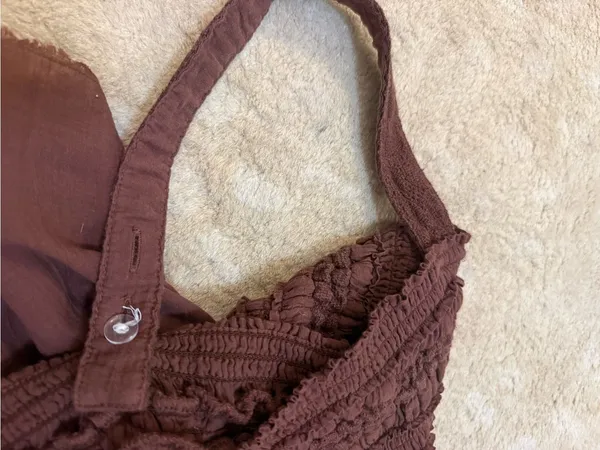 Lucky Brand XL Brown Smocked Babydoll Tank Top Adjustable Straps Boho - Image 7