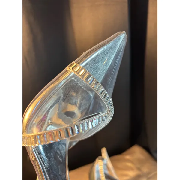 JLO Jennifer Lopez Parlan Silver Rhinestone Clear PVC Pointed Toe Pumps 9.5M - Image 7