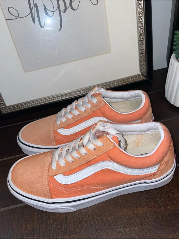 Vans Off The Walls Orange & White Low Top Old Skool Sneakers Size 7 NWOT - Image 8