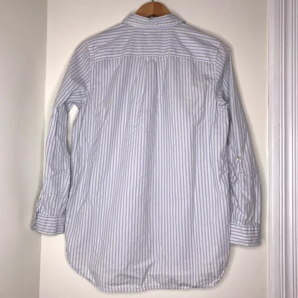 Joe Fresh striped button down dress shirt size large blue white stripe cotton - Image 3