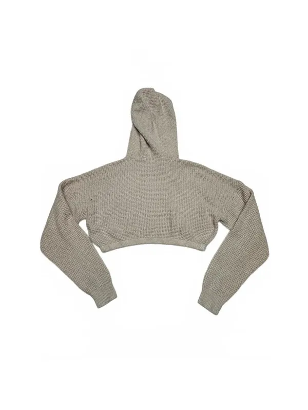 Aeropostale Women's XS Cropped Hoodie Sweater Beige Knit - Image 2