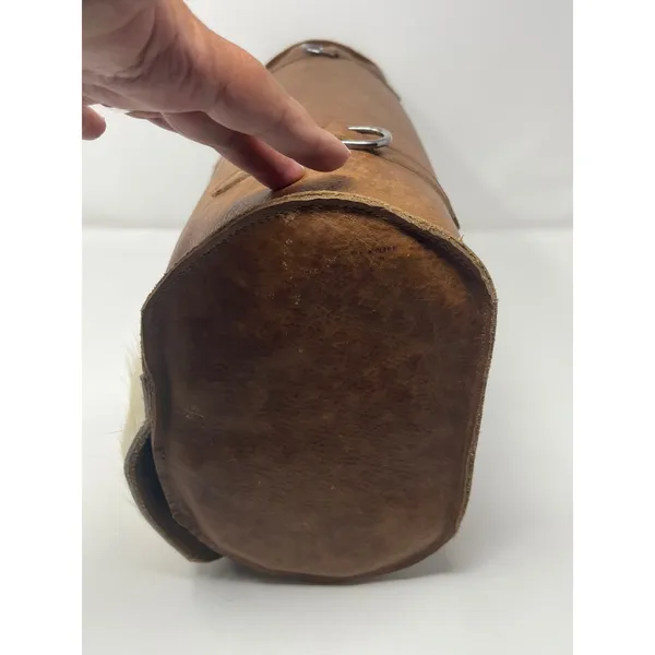 Western Leather Cowhide Barrel Bag Walking Liberty Half Dollar Brown Cowboy Bike - Image 6