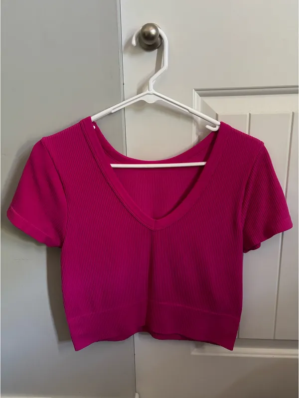 Pink Ribbed Top Size M - Image 2